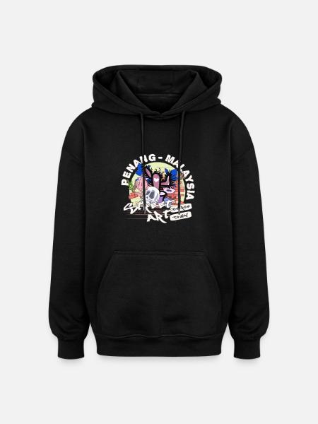 Mural in Penang - Oversized Unisex Hoodie - black