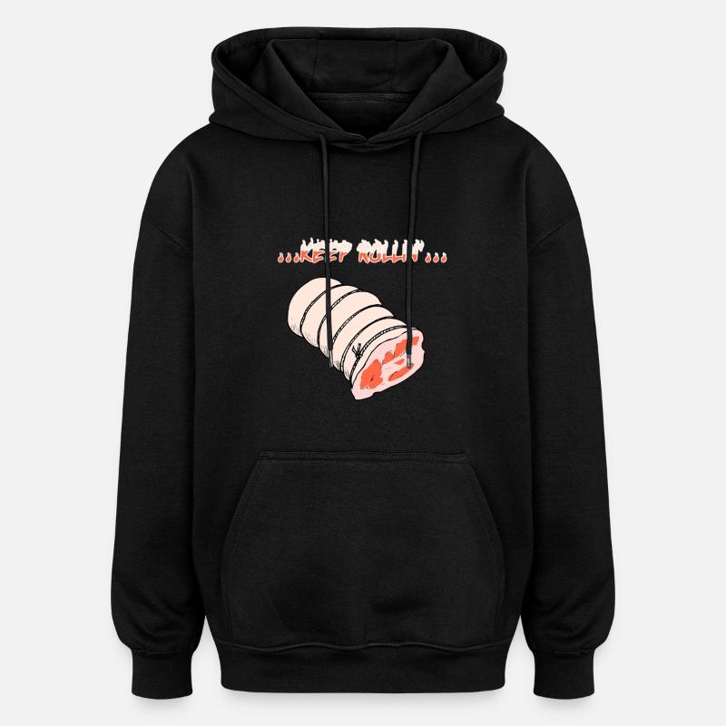 Rôti roulé - Sweat à capuche oversize unisexe - noir