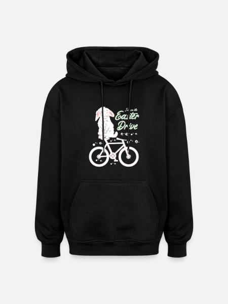 Easter bunny with bicycle - Oversized Unisex Hoodie - black