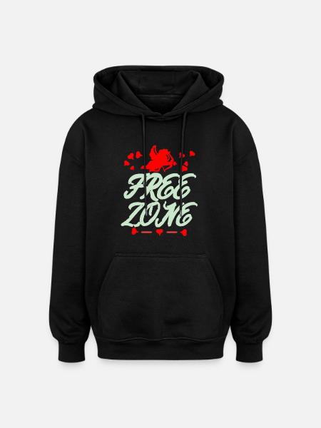Zone sans câlins Saint-Valentin - Sweat à capuche oversize unisexe - noir