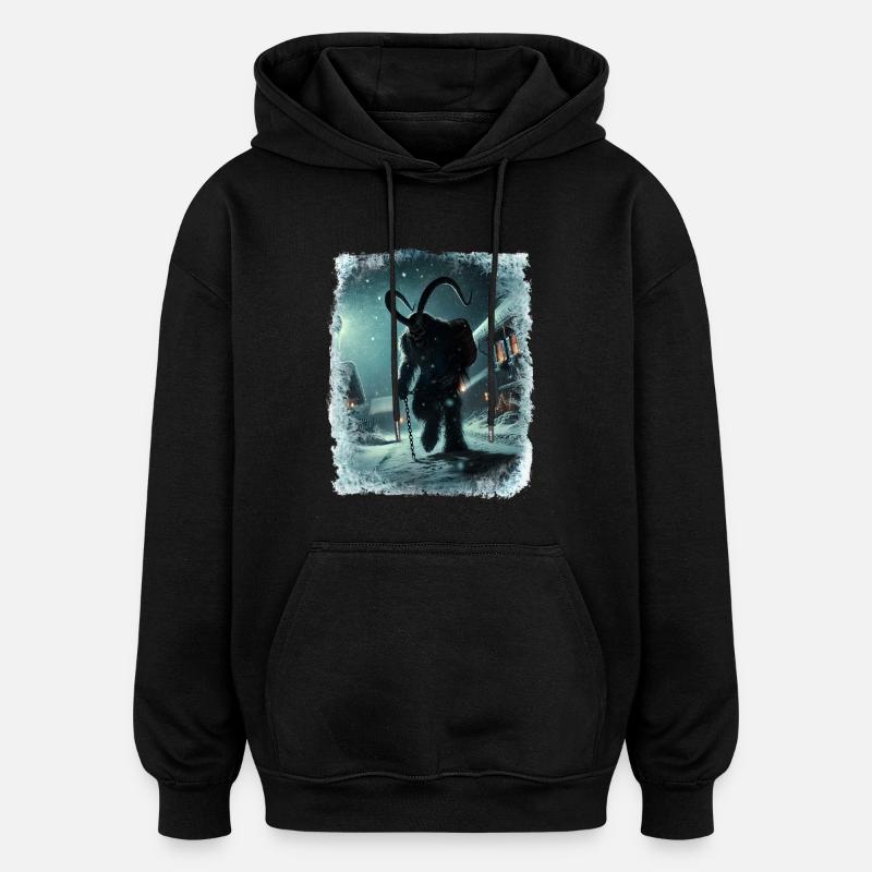 Krampus etsii lapsia jäiseen kylään - Unisex oversize huppari - musta