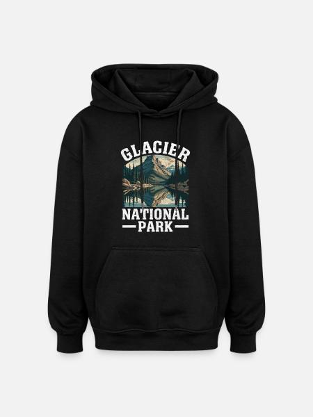 Glacier National Park Nature Design - Oversized Unisex Hoodie - black