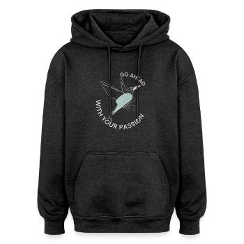 Design inspirant de colibri - Sweat à capuche oversize unisexe - charbon - Devant - Noah (186cm)
