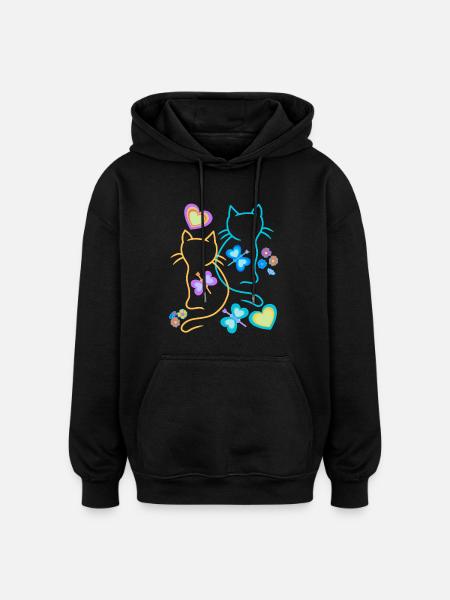 Chat Chats Chaton - Sweat à capuche oversize unisexe - noir