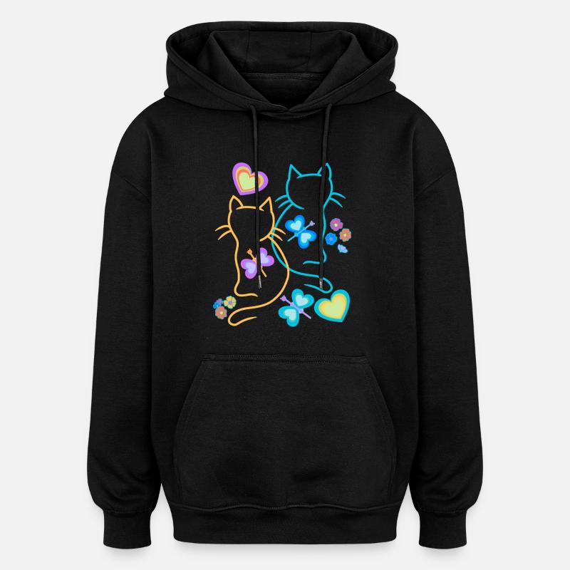 Katze Katzen Kätzchen - Oversized Unisex Hoodie - Schwarz