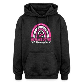 Always Loved and Remembered - Oversized Unisex Hoodie - charcoal grey - Front - Noah (186cm)