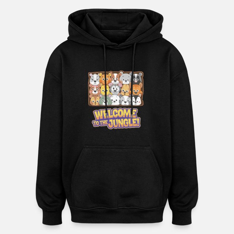 MONTIERTE TIERKÖPFE - Oversized Unisex Hoodie - Schwarz