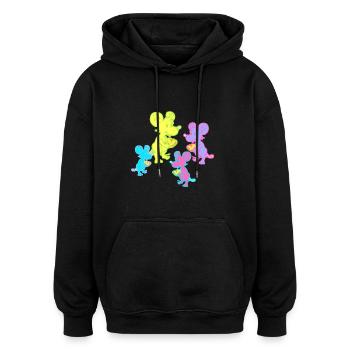 Retro Mäuse Maus 80er 90er Vintage Kinder Kind - Oversized Unisex Hoodie - Schwarz - Vorne - Noah (186cm)