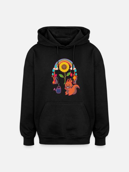 Squirrel Child Children - Oversized Unisex Hoodie - black