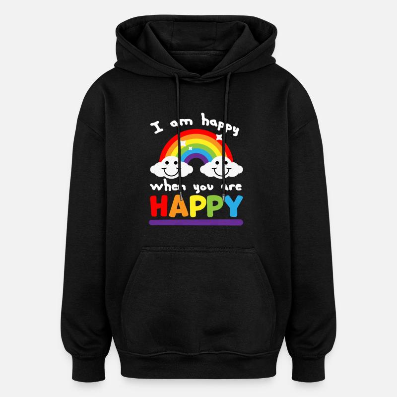 Heureux1 - Sweat à capuche oversize unisexe - noir