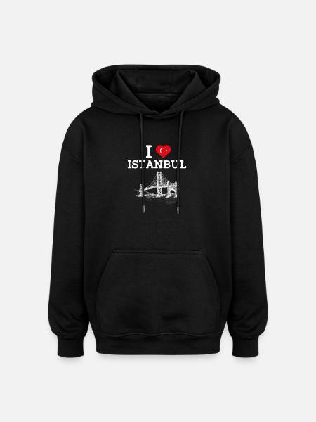 Ich liebe Istanbul Türkei Golden Gate Brücke Flagge Wortspiel - Oversized Unisex Hoodie - Schwarz