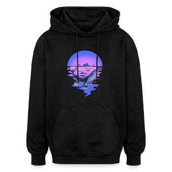 Animaux marins Mammifère marin Poisson Poisson Océan Fin - Sweat à capuche oversize unisexe - noir - Devant - Noah (186cm)