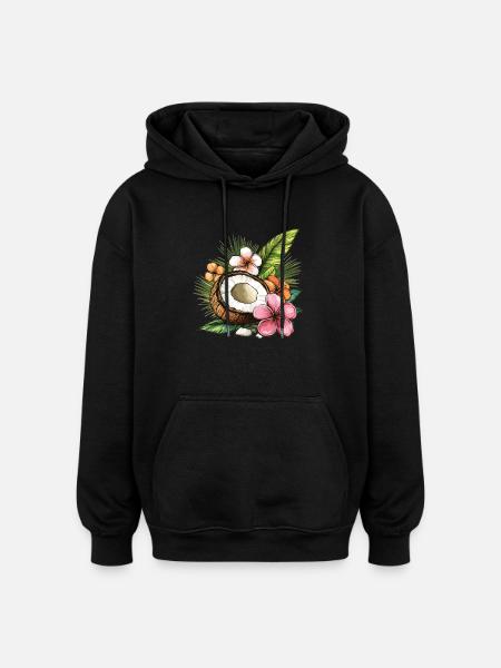 Tropical Coconut - Oversized Unisex Hoodie - black