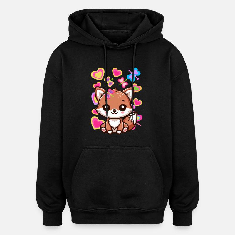 Fox Foxes Enfants Enfant Bébé - Sweat à capuche oversize unisexe - noir