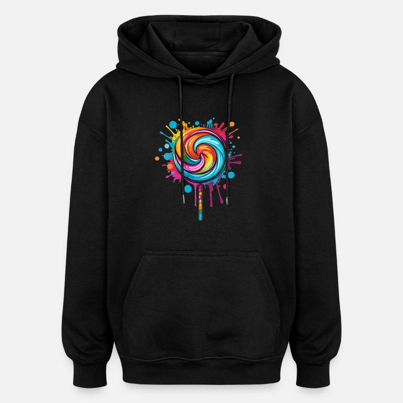 Bunte Lollipop-Explosion - Oversized Unisex Hoodie - Schwarz