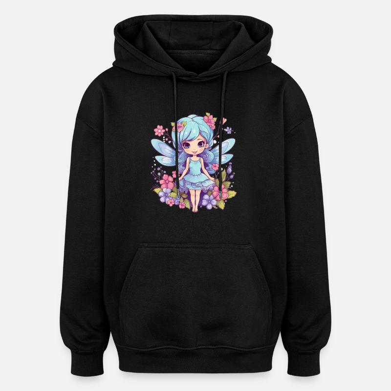Zauberhafte Blumenfee - Oversized Unisex Hoodie - Schwarz