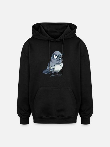 Grumpy Dove Comic Style - Oversized Unisex Hoodie - black