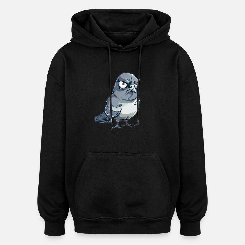 Grumpy Dove Comic Style - Oversized Unisex Hoodie - black