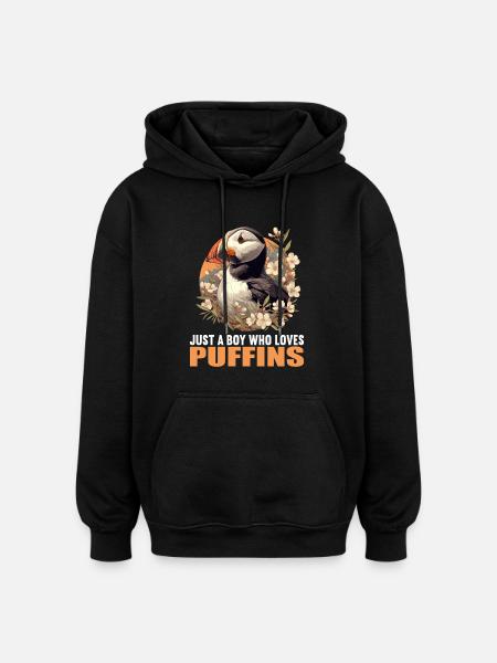 Puffin - Oversized Unisex Hoodie - black