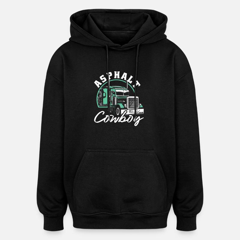Asphalte Cowboy Trucker Motif - Sweat à capuche oversize unisexe - noir