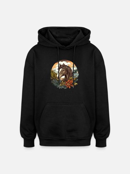 Hevonen trooppisessa paratiisissa - Unisex oversize huppari - musta