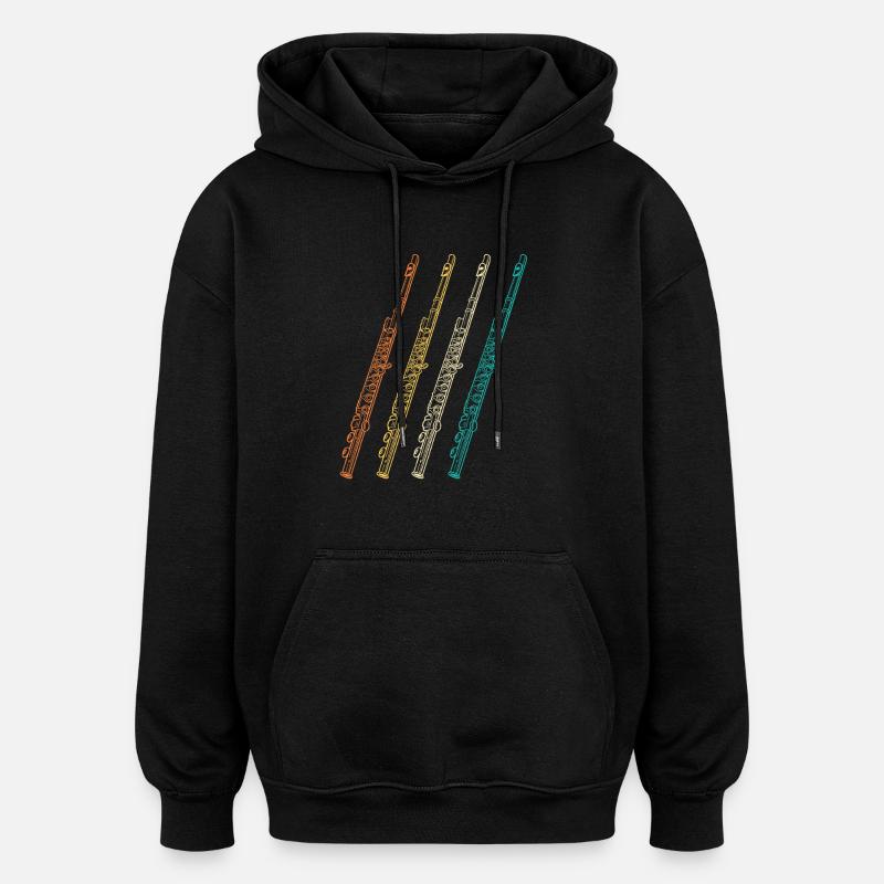 Flautist Evolution Flute - Oversized Unisex Hoodie - black