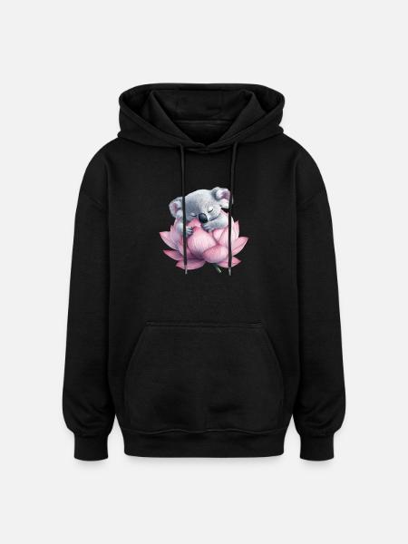 Sleeping koala on lotus - Oversized Unisex Hoodie - black