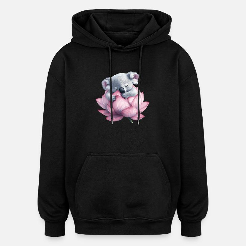 Sleeping koala on lotus - Oversized Unisex Hoodie - black
