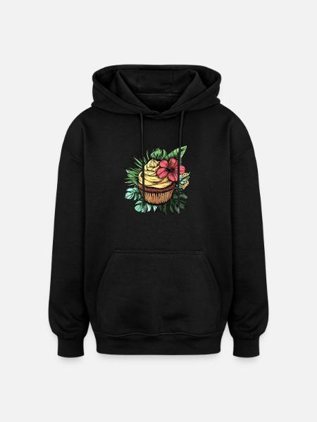 Tropical Cupcake - Oversized Unisex Hoodie - black