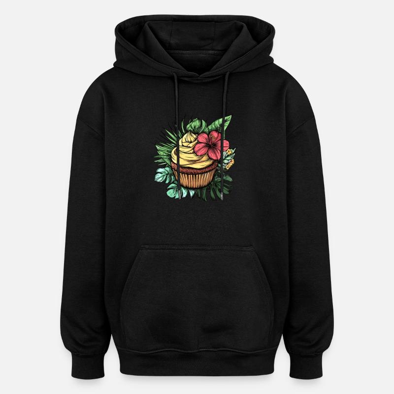Tropical Cupcake - Sweat à capuche oversize unisexe - noir
