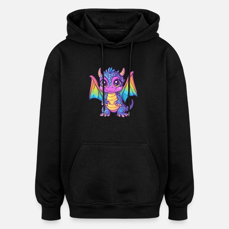 Bunter Baby-Drache - Oversized Unisex Hoodie - Schwarz