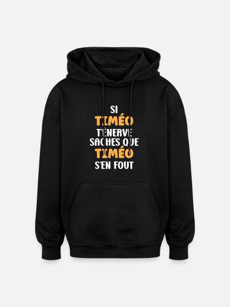Timo - Sweat à capuche oversize unisexe - noir