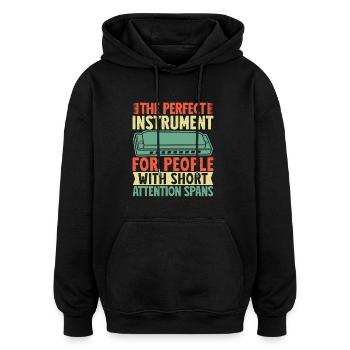 Funny Harmonica Player For People - Oversized Unisex Hoodie - Schwarz - Vorne - Noah (186cm)