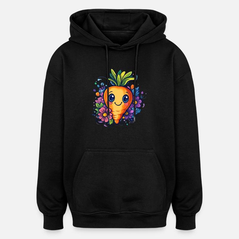 Fleur de carotte joyeuse - Sweat à capuche oversize unisexe - noir