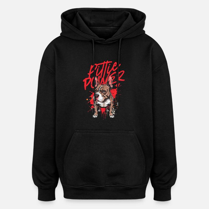 Pitbull Pitbulls Pittie Power - Oversized Unisex Hoodie - black