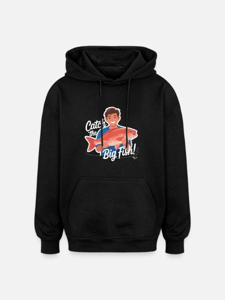CATCH THE BIG FISH - Oversized Unisex Hoodie - black