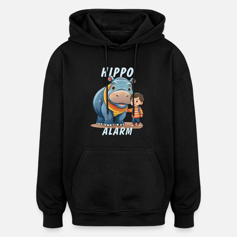 ALARME HIPPOPOTAME ENFANT - Sweat à capuche oversize unisexe - noir