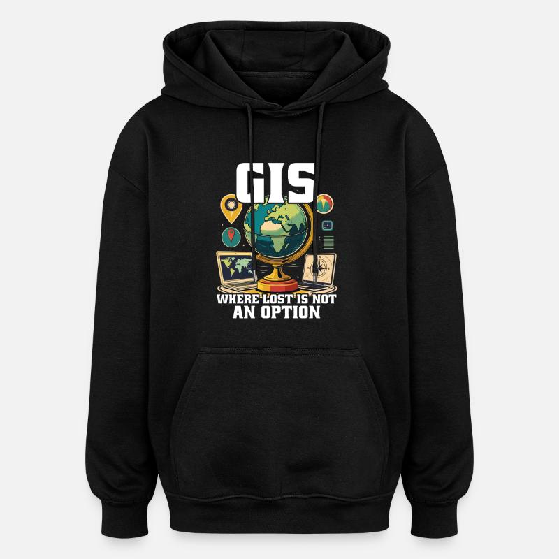 Systèmes d’information géographique - Sweat à capuche oversize unisexe - noir