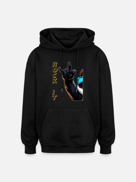 ROCK IT - Oversized Unisex Hoodie - black