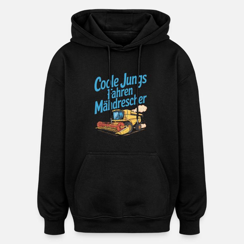 Cool guys conduisant une moissonneuse-batteuse - Sweat à capuche oversize unisexe - noir