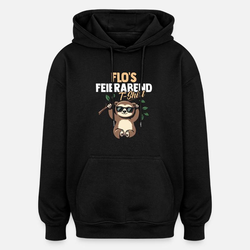 Faultier Florian - Oversized Unisex Hoodie - Schwarz