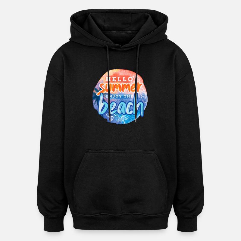 Hello Summer Beach - Oversized Unisex Hoodie - black