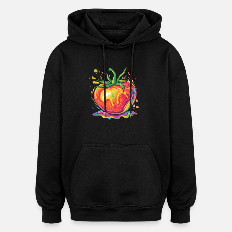 Rainbow Pop Art Tomato - Oversized Unisex Hoodie - black