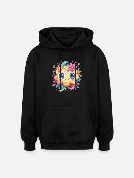 Biscuit with flower smile - Oversized Unisex Hoodie - black