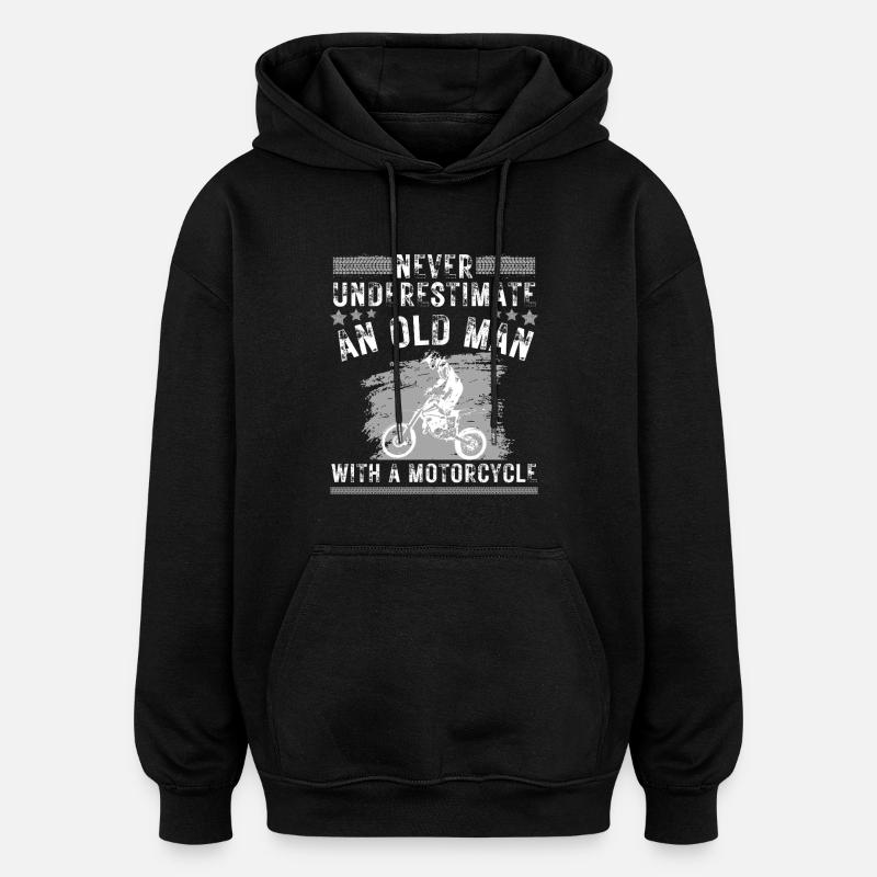 Alter Biker Opa Motorradfahrer - Oversized Unisex Hoodie - Schwarz