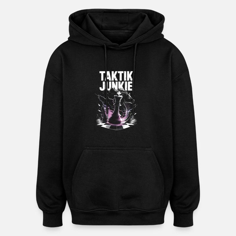 Tactics Junkie Chess Design - Oversized Unisex Hoodie - black