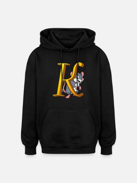LETTER K - Oversized Unisex Hoodie - black