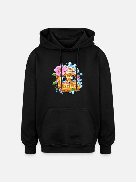 Waffel mit Blütenfreude - Oversized Unisex Hoodie - Schwarz