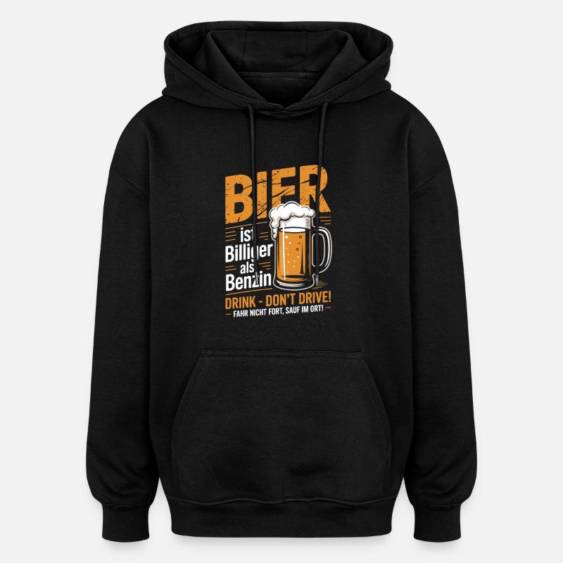Design de bière amusant - Sweat à capuche oversize unisexe - noir