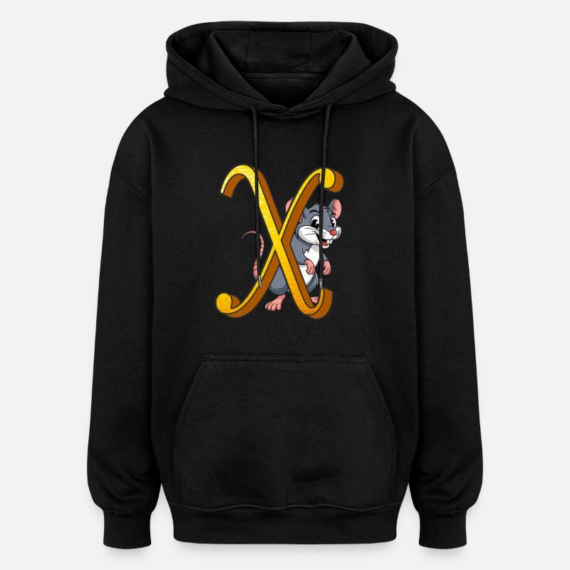 BUCHSTABE X - Oversized Unisex Hoodie - Schwarz